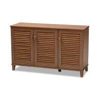 Baxton Studio FP-04LV-Walnut Coolidge Modern and Contemporary Walnut Finished 8-Shelf Wood Shoe Storage Cabinet
